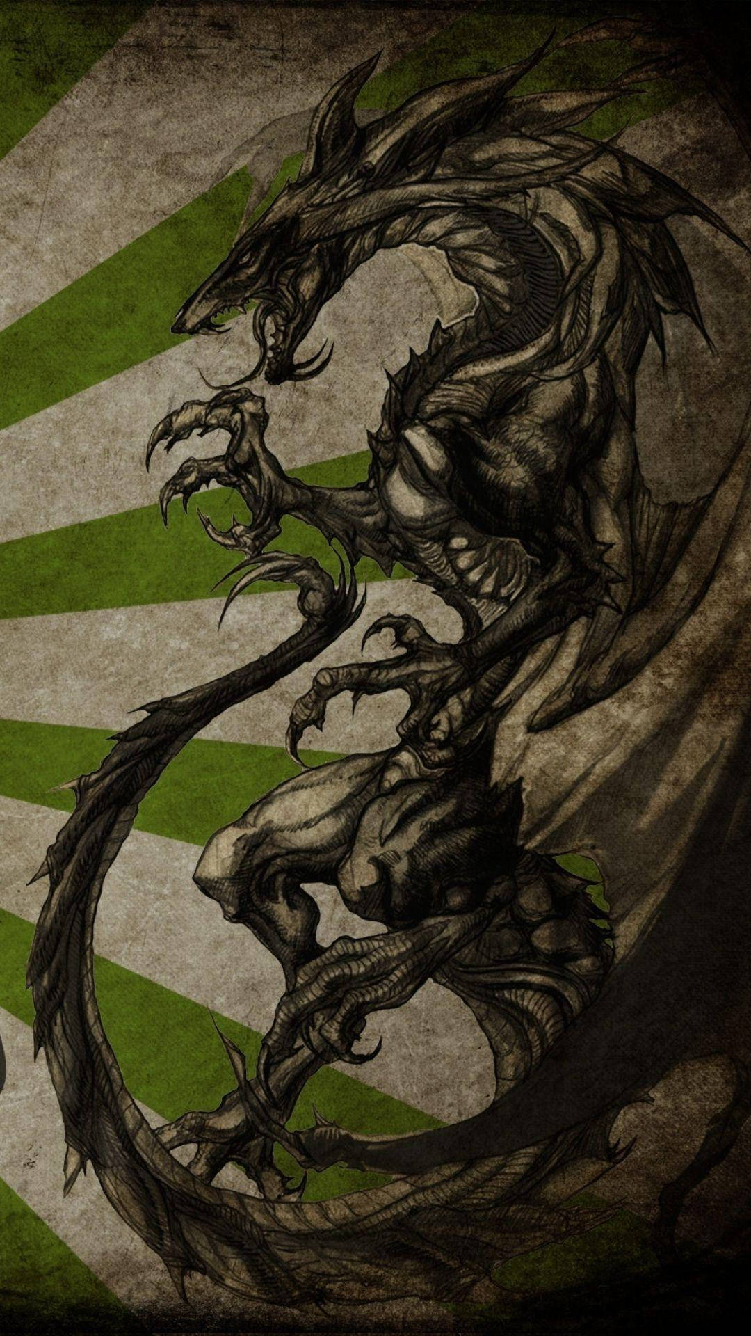 Grungy Dragon Art For Iphone Screens Wallpaper