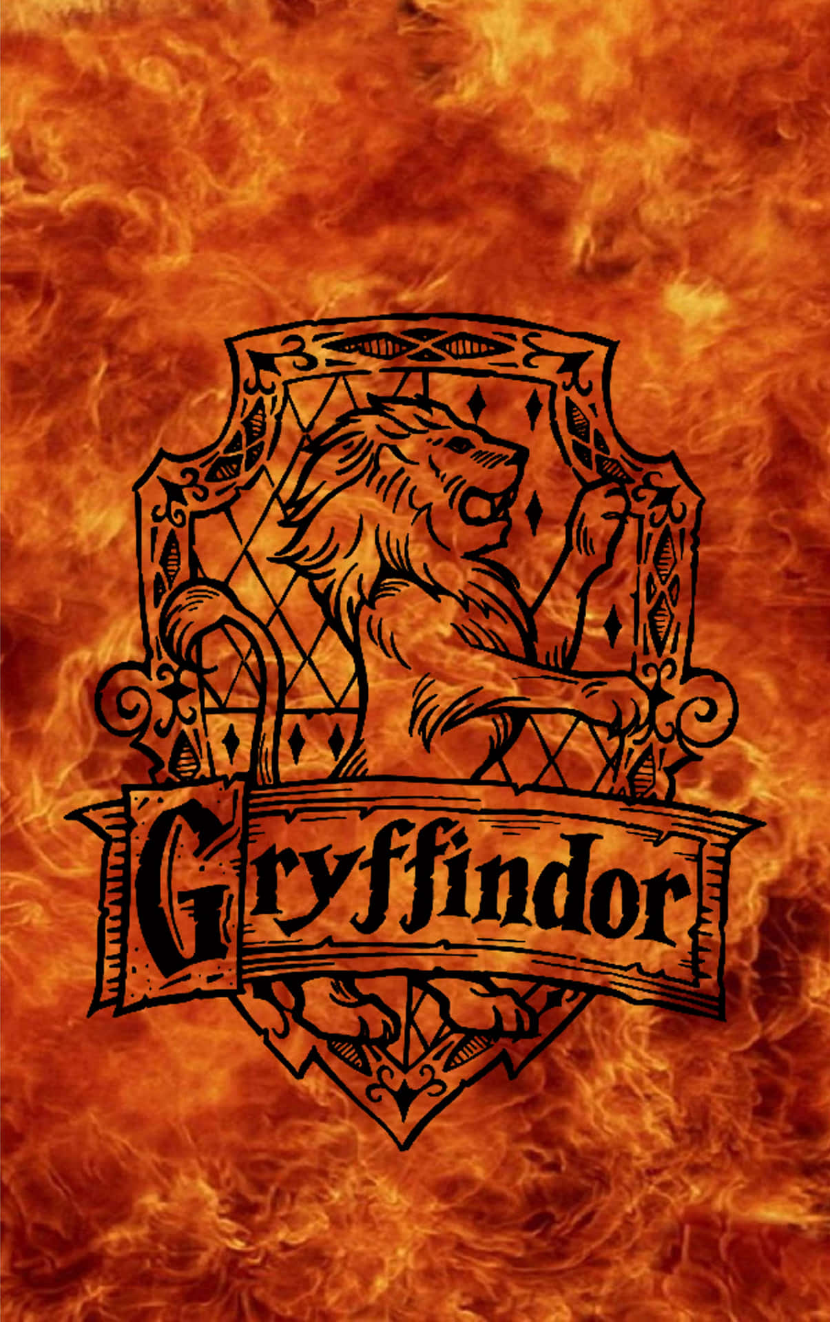 Gryffindor Crest Flaming Background SVG