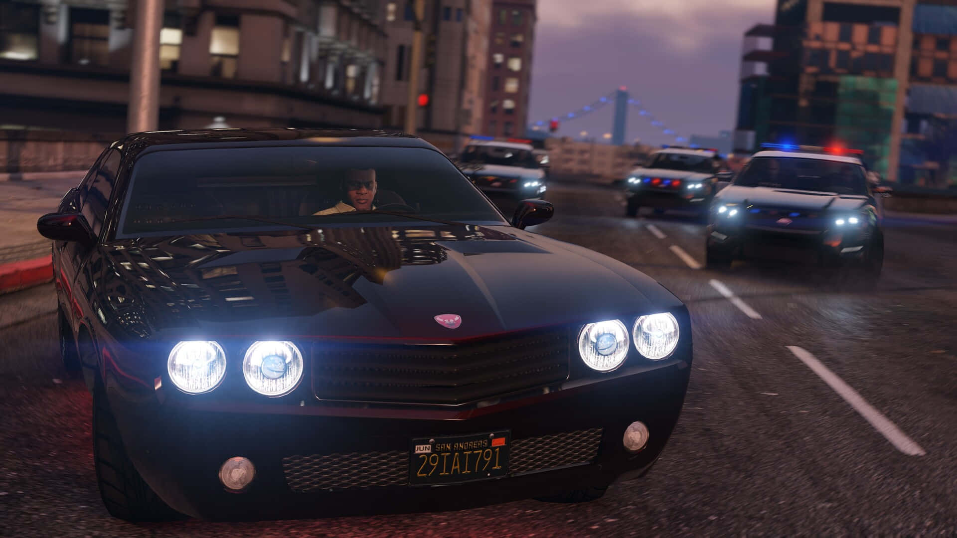 Escenanocturna De Grand Theft Auto 5 En La Calle. Fondo de pantalla