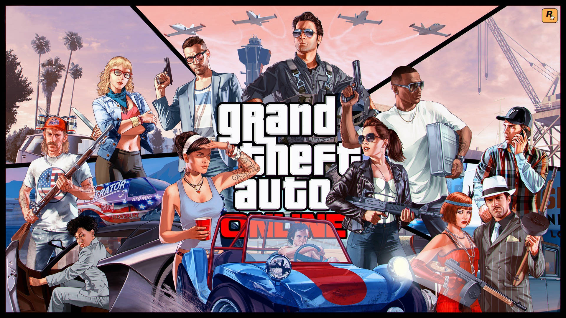 GTA 5 2560x1440 Characters Collage Wallpaper
