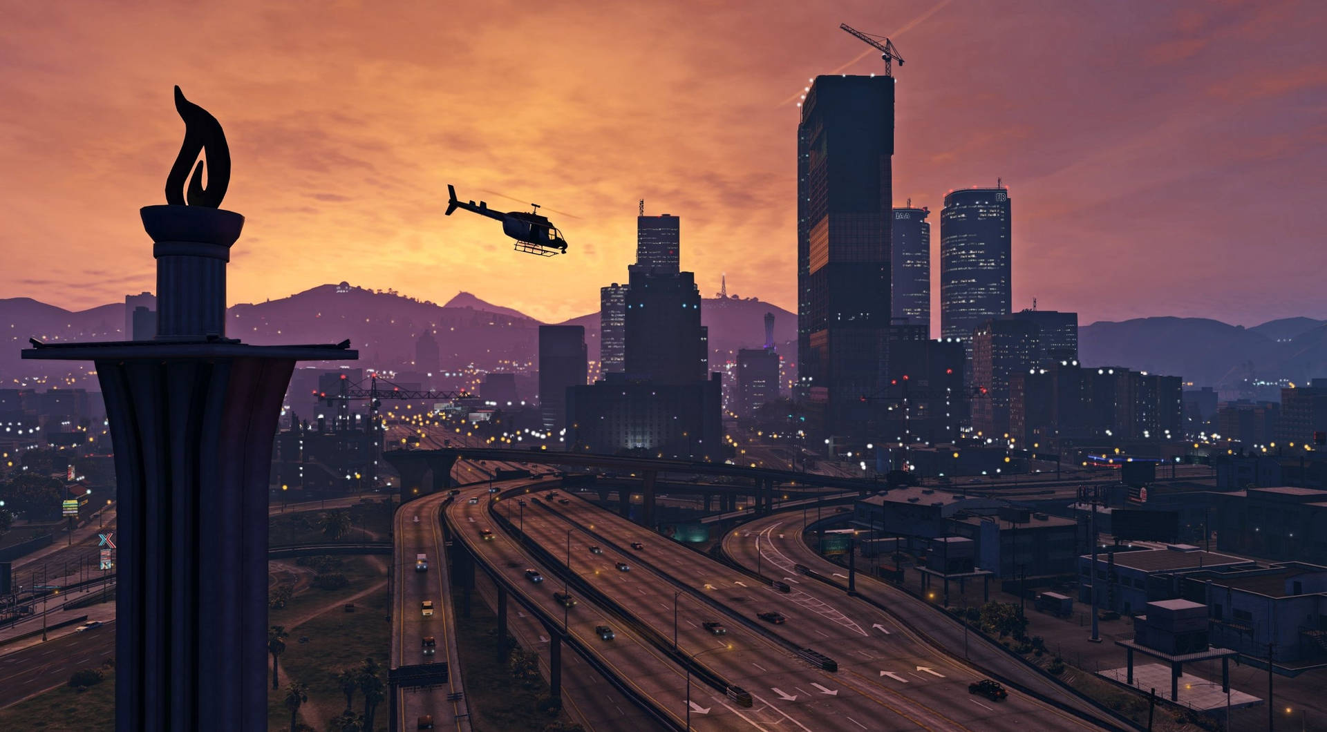 Gta 5 2560x1440 Surveilling Helicopter Picture