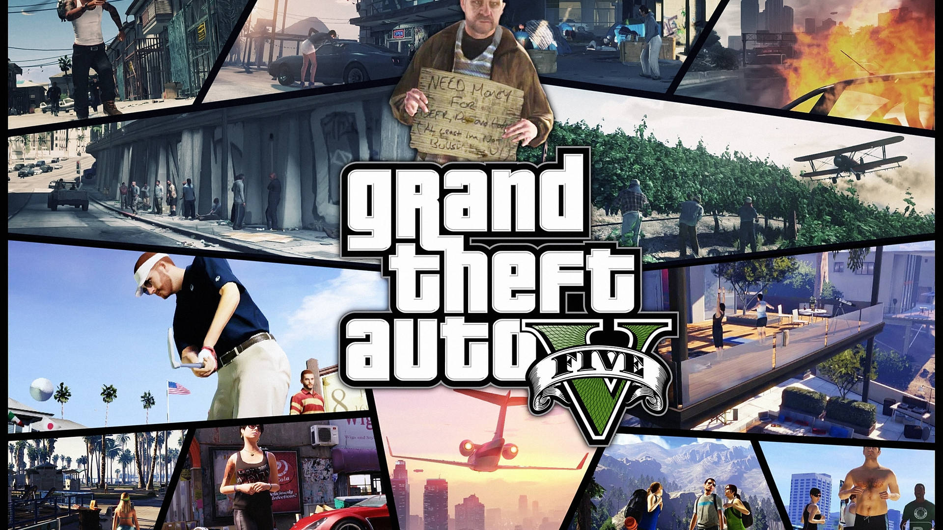 Gta 5 2560x1440 Various Scenes Poster Picture