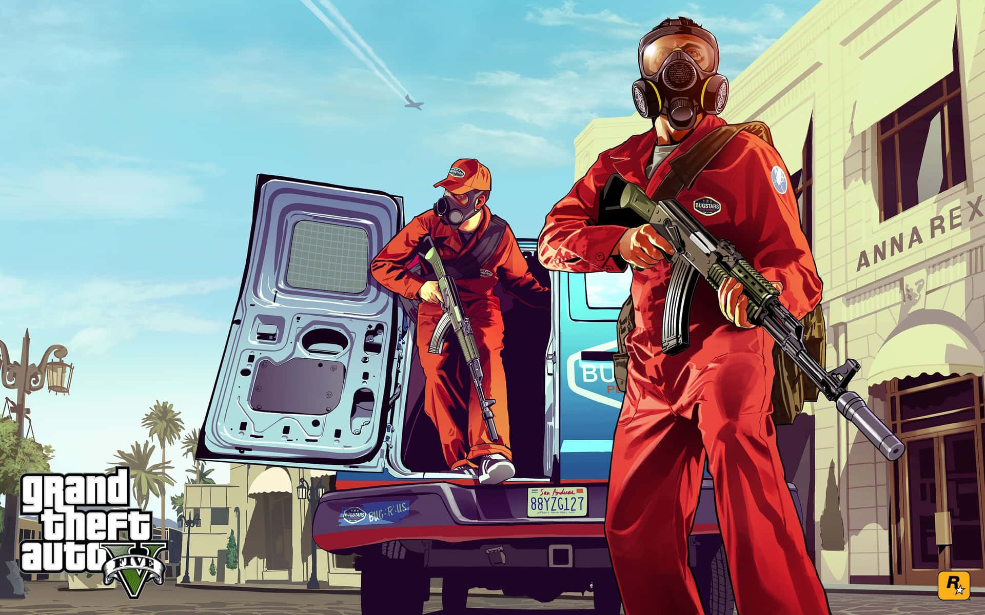 Grand Theft Auto V er det populære action-eventyr-spil, der definerer en genre. Wallpaper