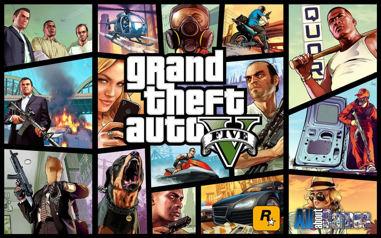Experience the action-filled adventure of Grand Theft Auto V on Desktop Wallpaper
