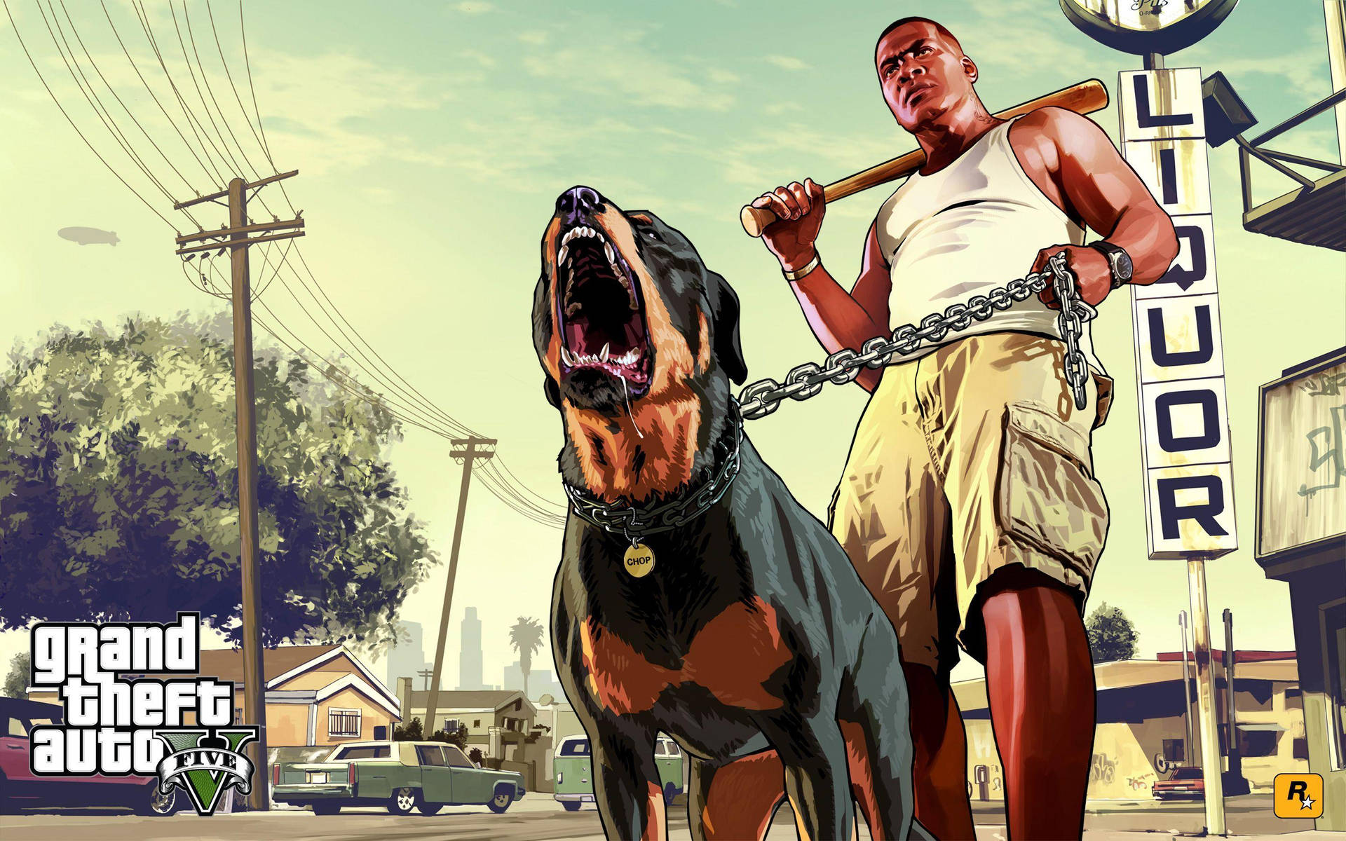 GTA  5 Franklin With Dog Wallpaper