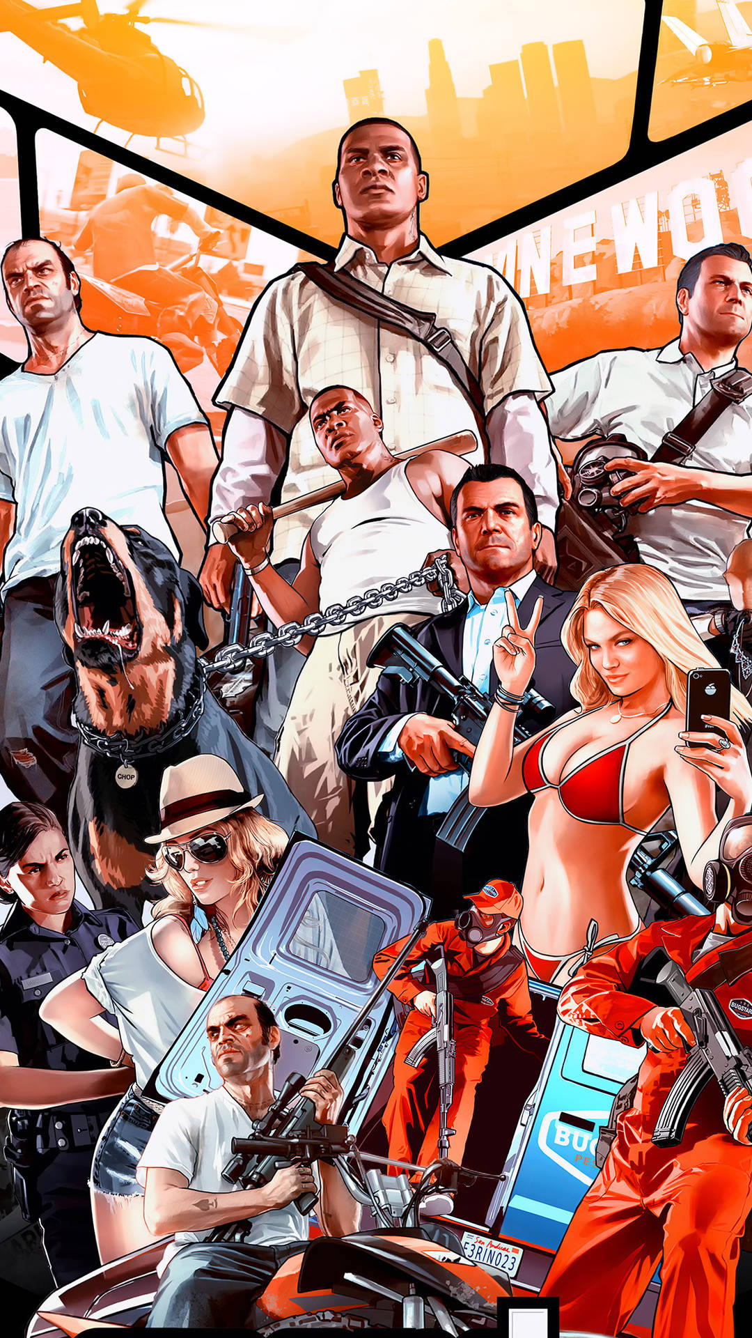 Engage in High-Octane Action with GTA 5 on iPhone Wallpaper
