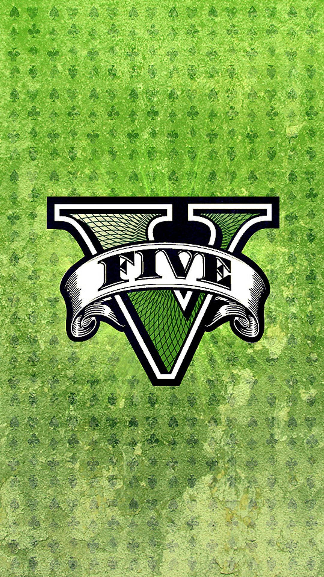 Logotipodel Teléfono De Gta 5 En Un Patrón Verde Fondo de pantalla