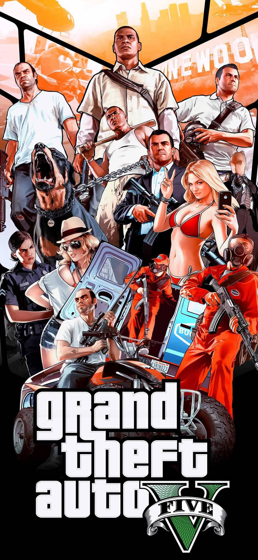 GTA 5 Poster Collage Wallpaper