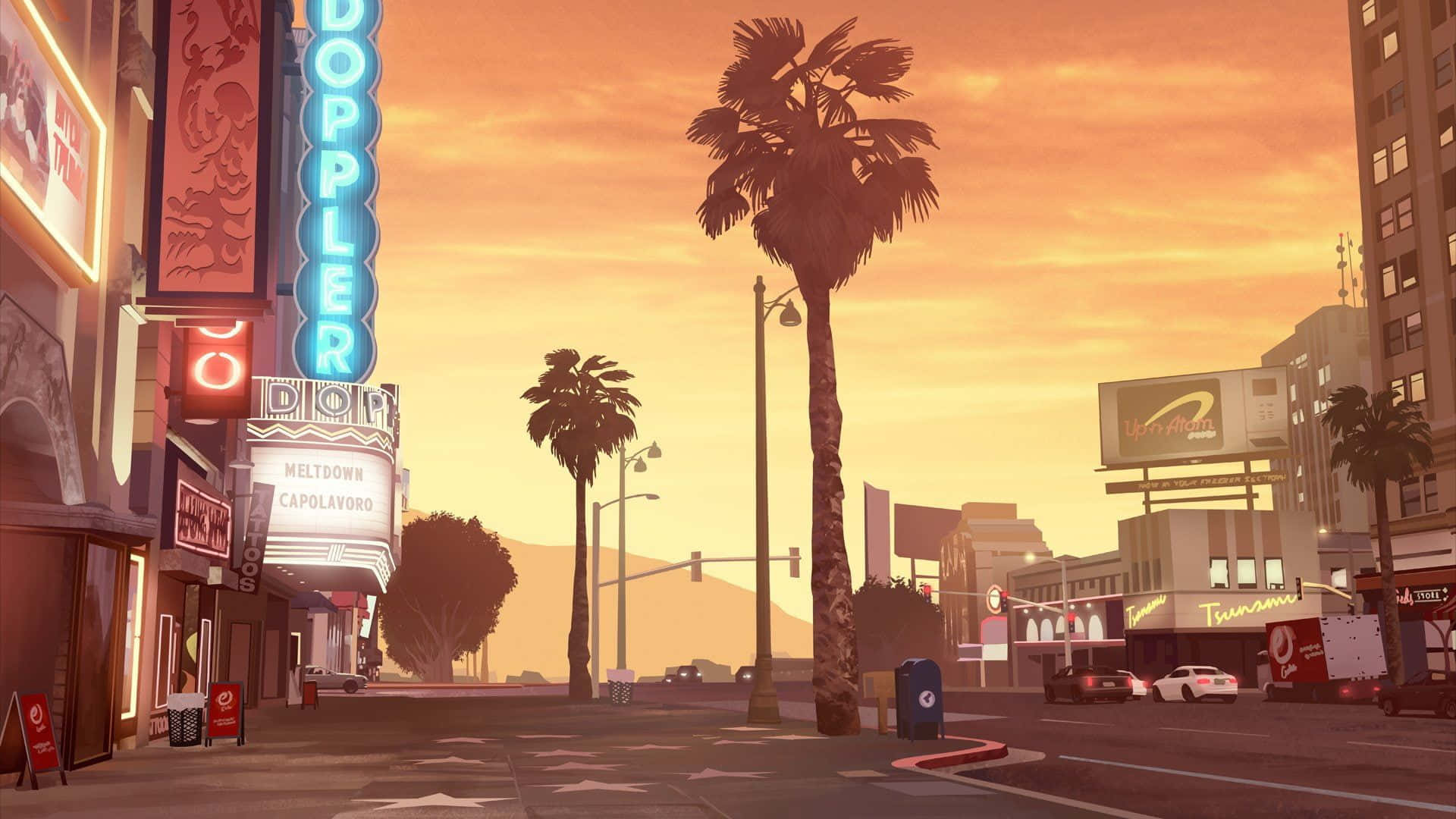 Baggrund Grand Theft Auto Five Hollywood Street Scene Syndikat Kunst.