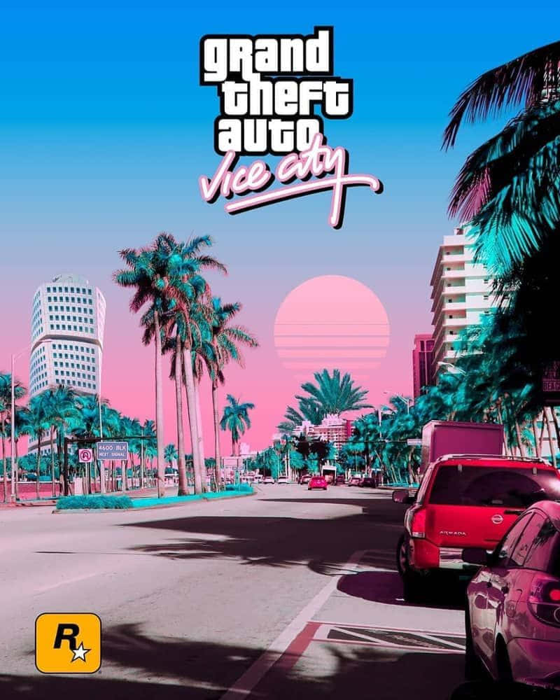 Gta Background Grand Theft Auto Vice City Streets With Palm Trees Background