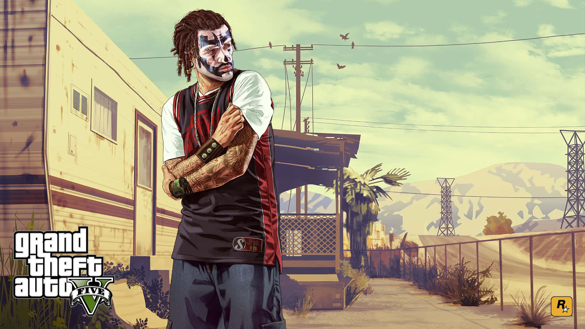 Gta Background Face Painted Man Grand Theft Auto Five Background