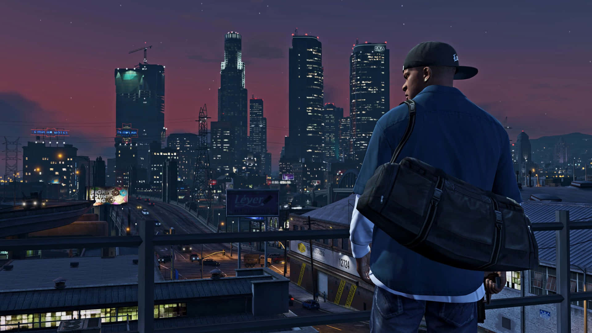 Baggrund af GTA Franklin kigger på byen.