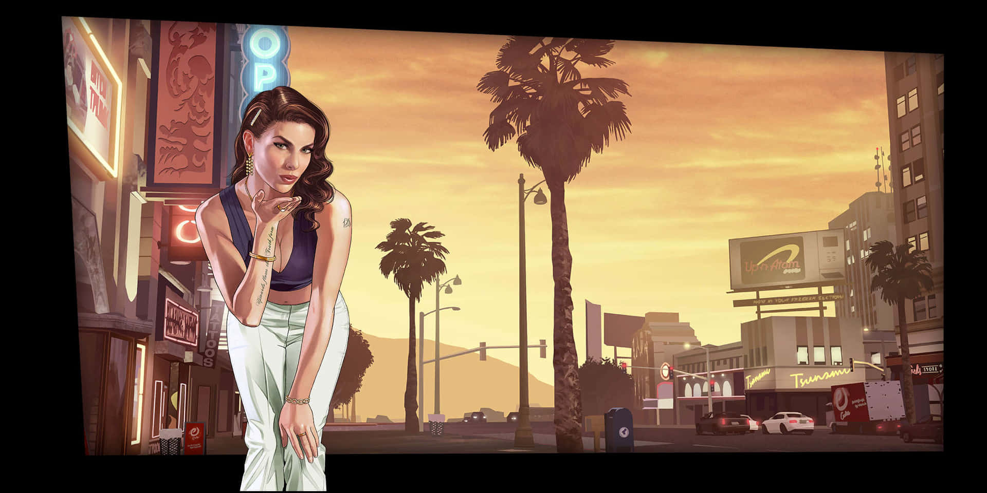 Gtahintergrund Grand Theft Auto Fünf Mädchenauswahlbildschirm