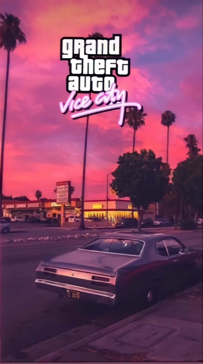 Fondode Pantalla De Gta. Pantalla De Carga De Grand Theft Auto Vice City. Coche Antiguo De Estilo Clásico.
