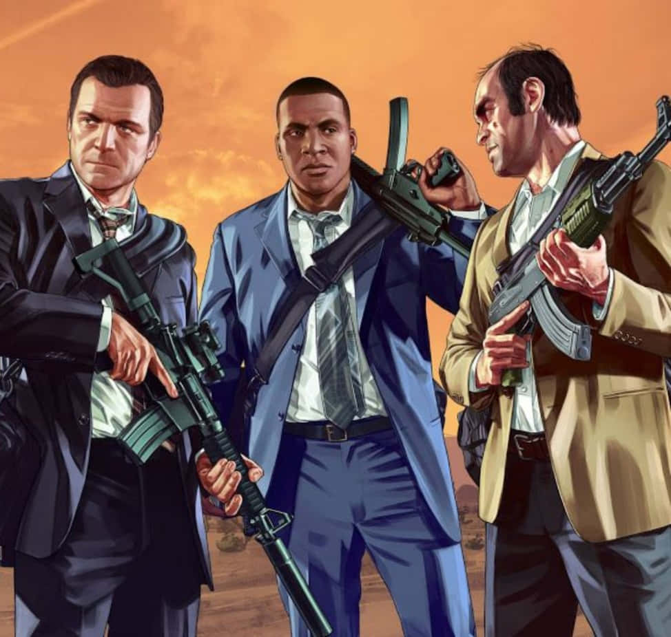 Immaginedei Personaggi Di Grand Theft Auto Con Grandi Armi