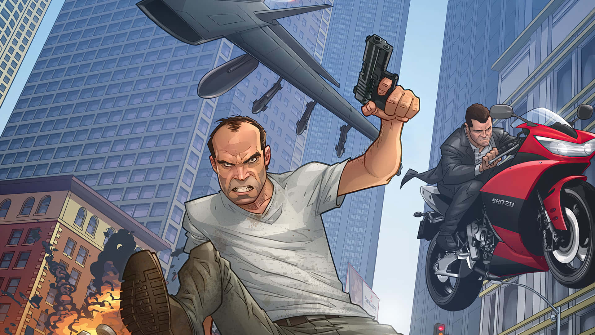 Journey across Los Santos in Grand Theft Auto V. Wallpaper