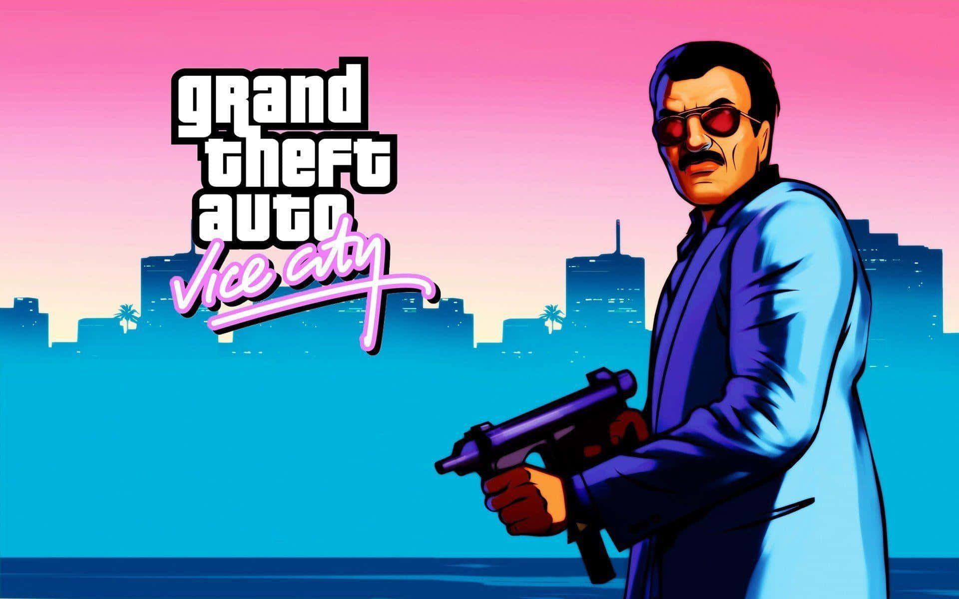 Reliv sjov og spændingen i Grand Theft Auto i Vice City Wallpaper