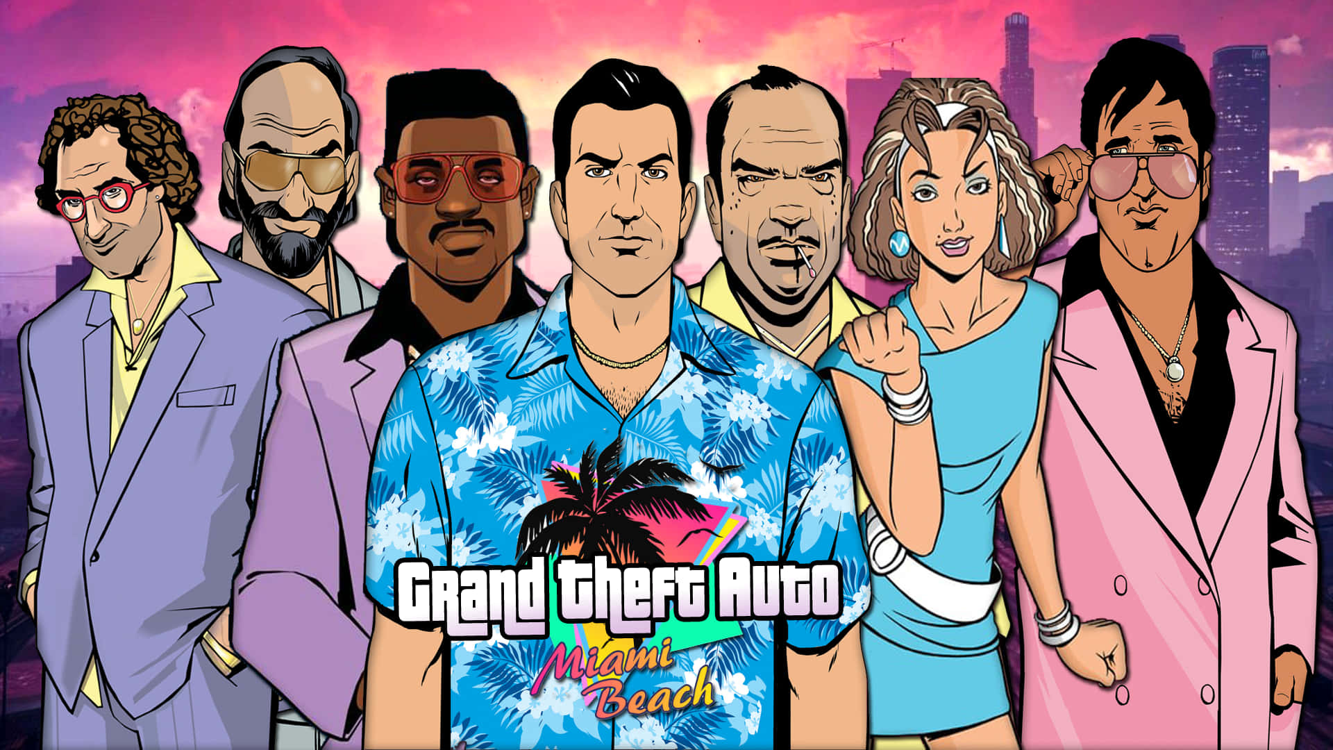 Exploring the sun-soaked streets of Vice City Wallpaper