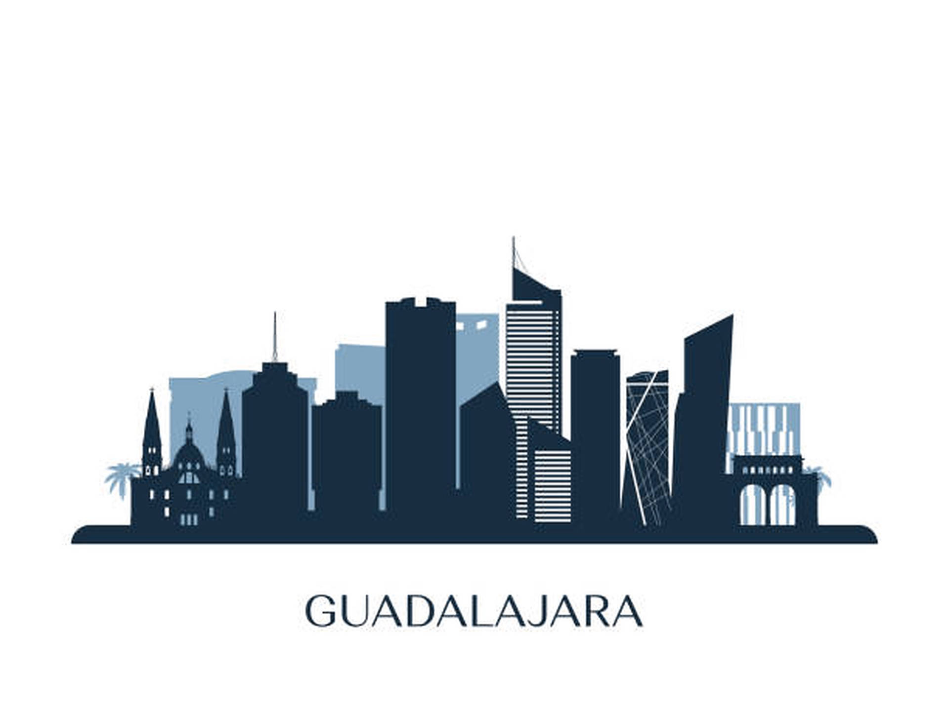 Guadalajara monochromatic silhouette wallpaper