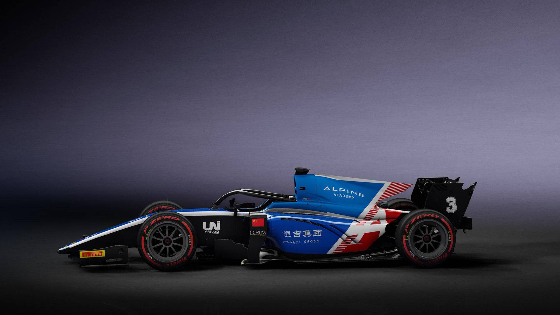 Guanyu Zhou Blue F1 Car Wallpaper