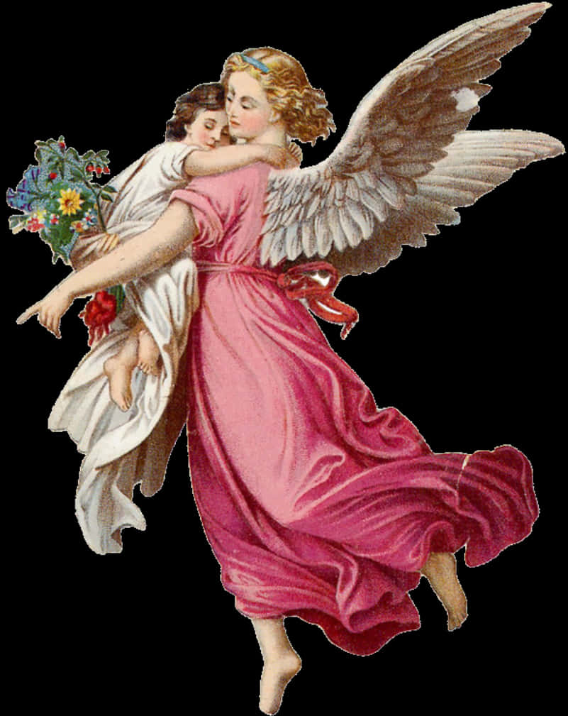 Guardian Angel Carrying Child PNG