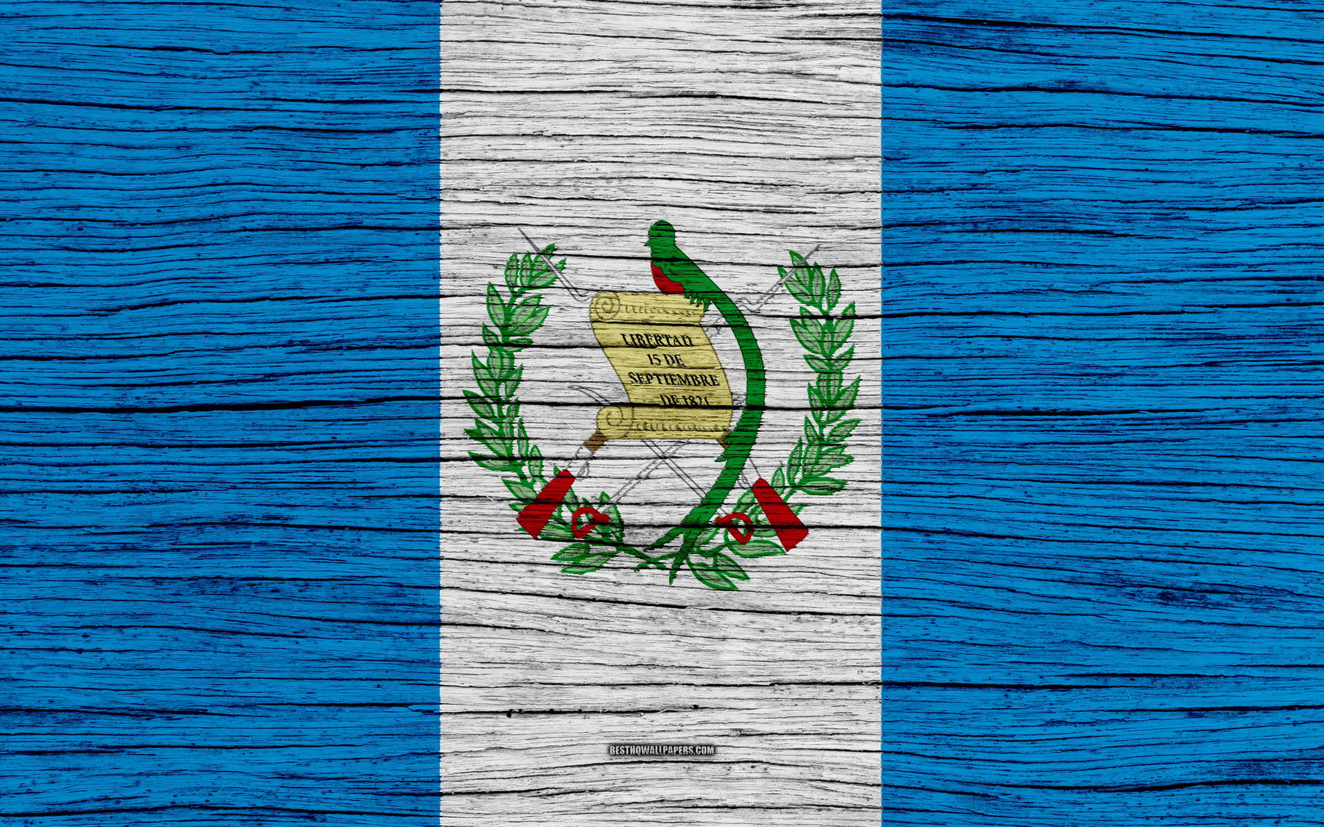 Guatemala Flag On Wood Wallpaper