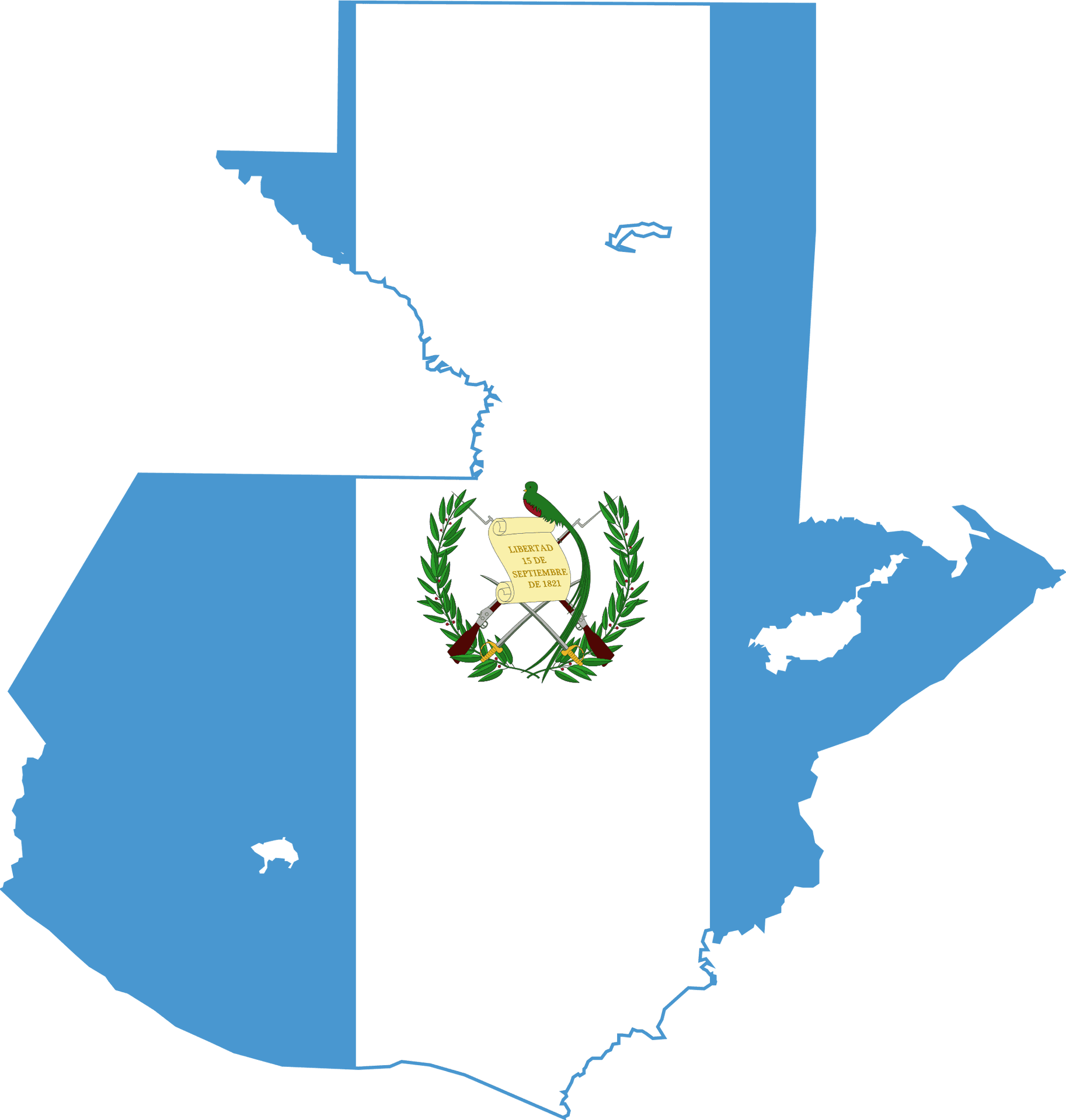 Guatemala Map Outlinewith Flag PNG