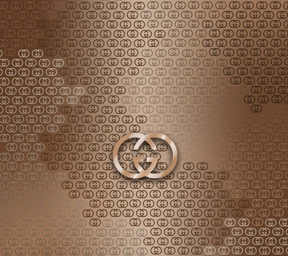 Roséguldfärgad Gucci-logotyp Och Mönsterbakgrund