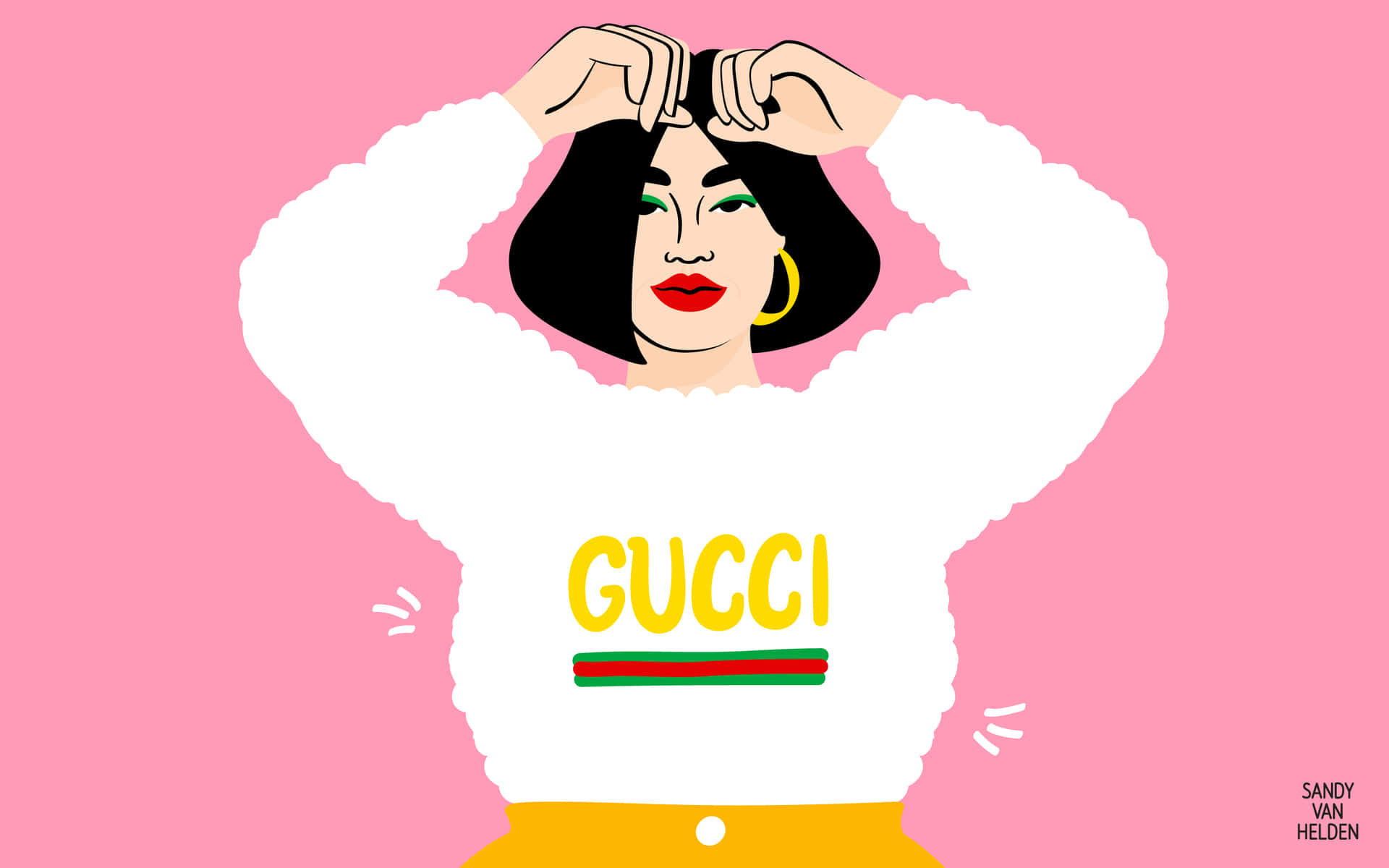 Vackertjej Med Gucci-jacka Som Bakgrundsbild
