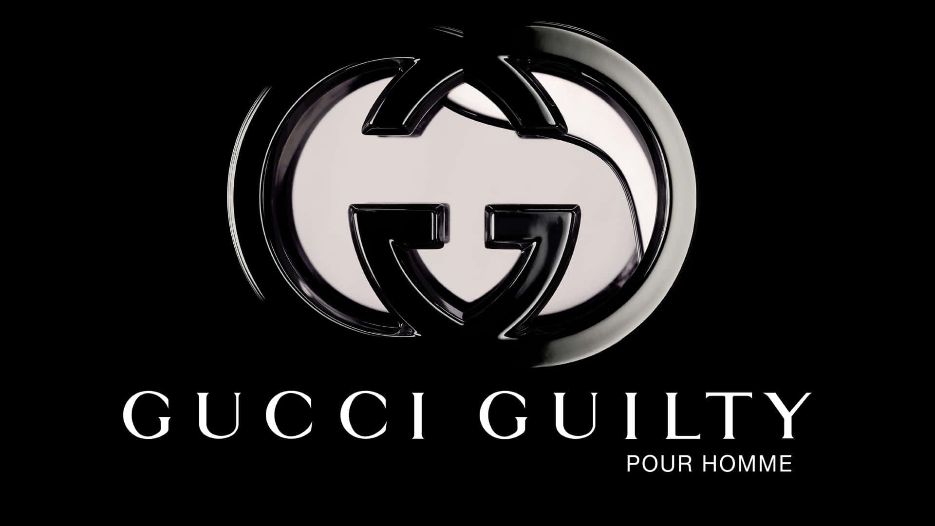 Fundode Tela Artístico Com O Logotipo Gucci Guilty Prateado E Brilhante.
