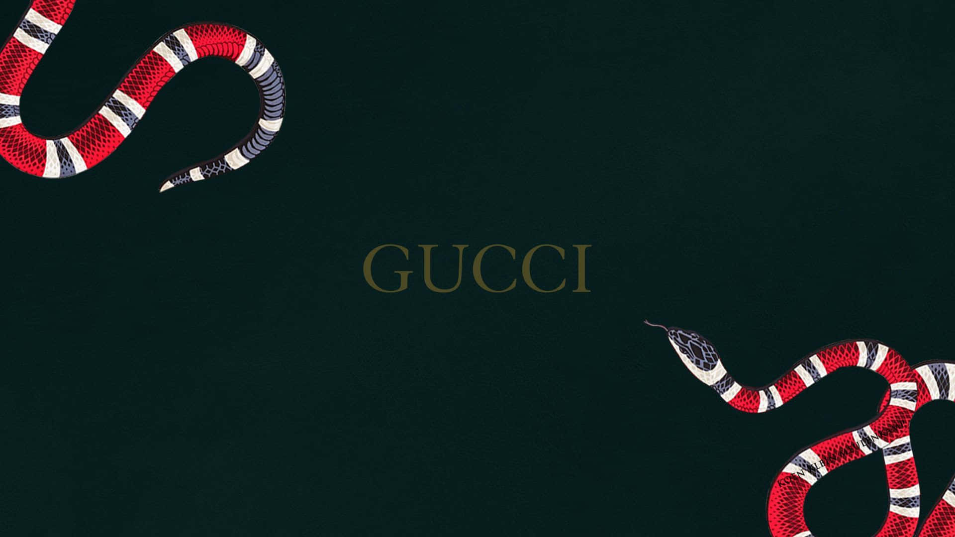 Artistic Green Gucci Text With Snakes Background