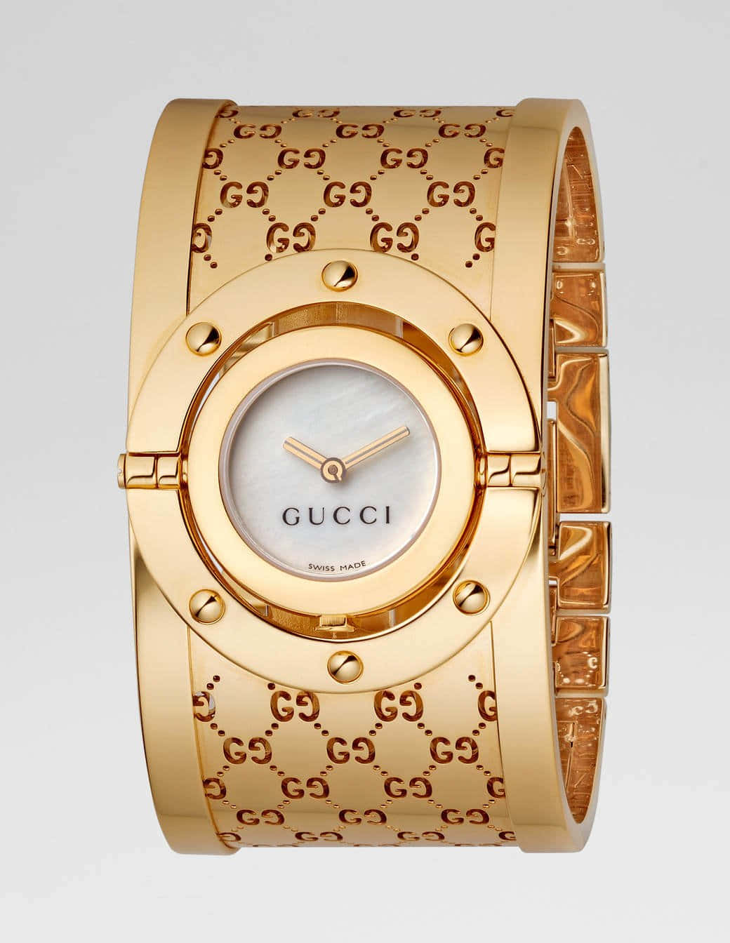 Schönergoldener Hintergrund Mit Gucci Twirl Uhr