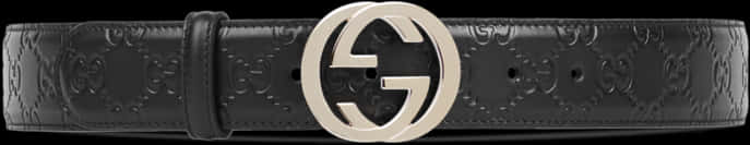 Gucci Black Leather Beltwith G G Buckle PNG