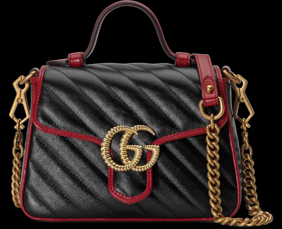 Gucci Black Quilted Leather Bagwith G G Logo PNG