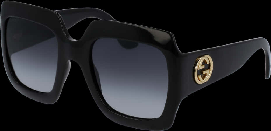 Gucci Black Sunglasseswith Gold Logo PNG