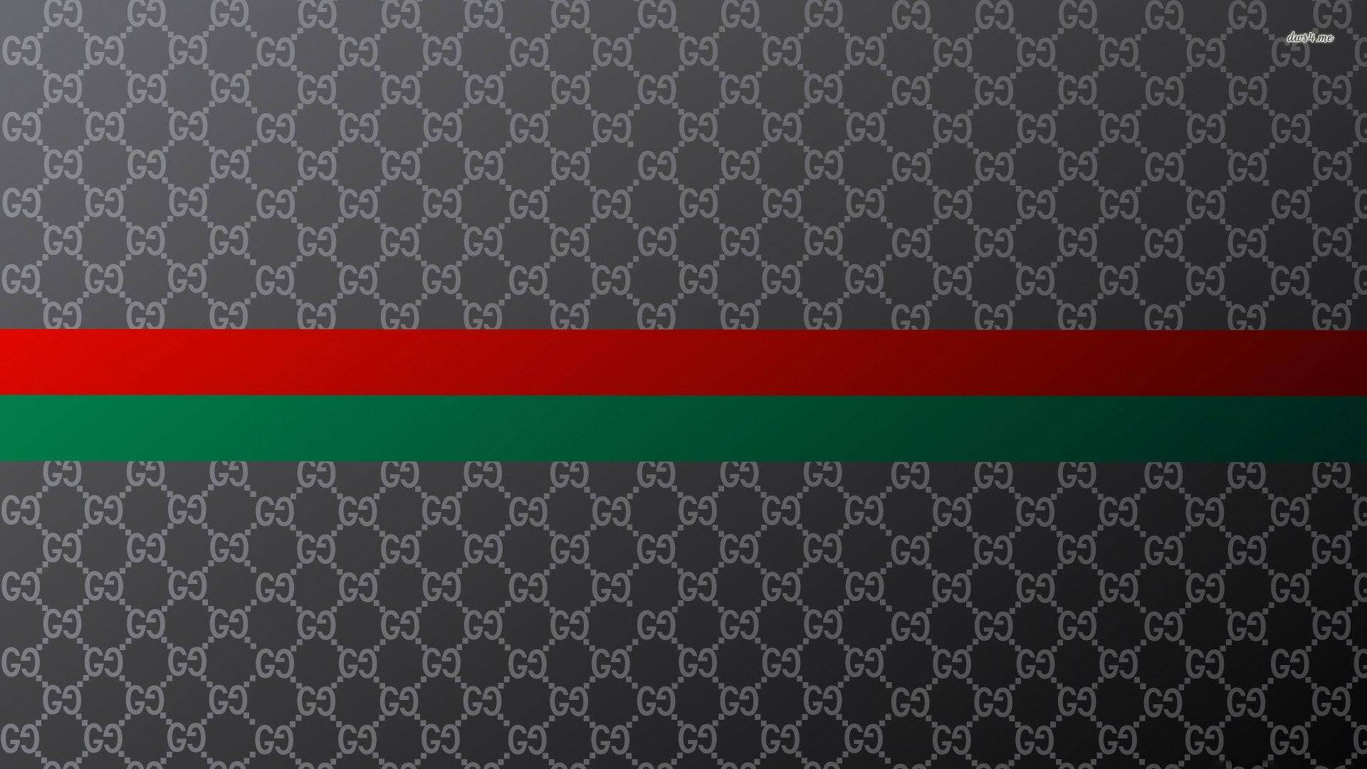 Gucci Brand Patternwith Stripe Wallpaper