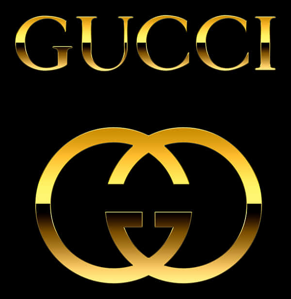 Gucci Golden Logo Black Background PNG