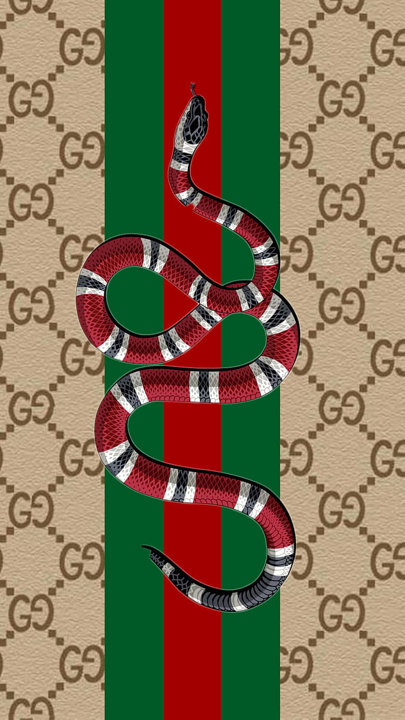 Gucci Snake On A Green And Red Background Wallpaper
