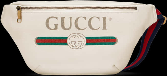 Gucci Logo Belt Bag White PNG