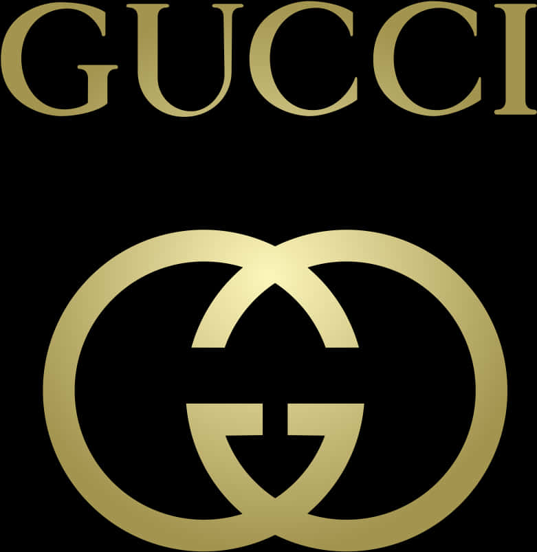 Gucci Logo Goldenon Black PNG