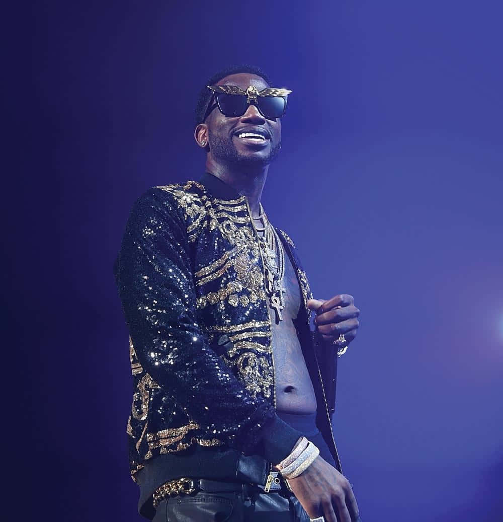 Gucci Mane Optreden Op Het Podium Achtergrond