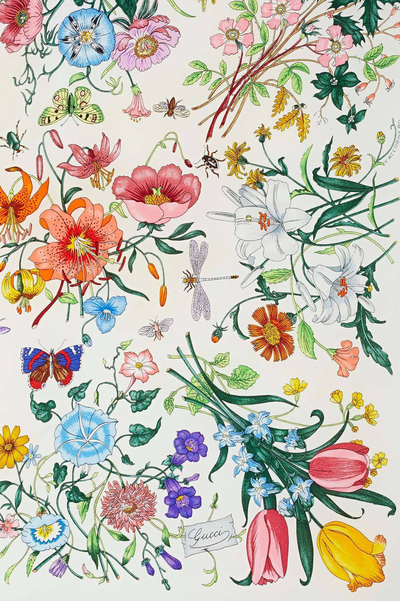 Gucci Mønster Flora Design Wallpaper