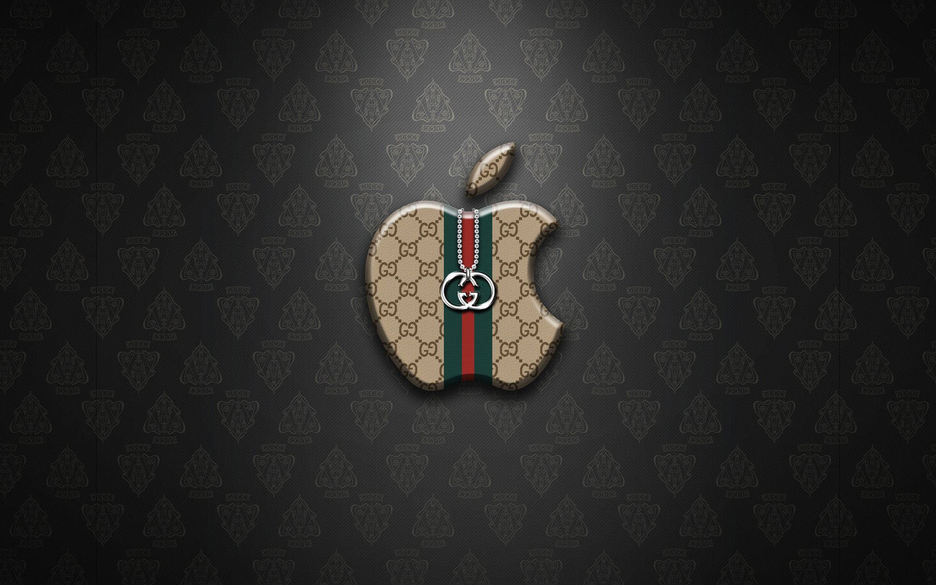Padrãoda Gucci Com O Logotipo Da Apple. Papel de Parede