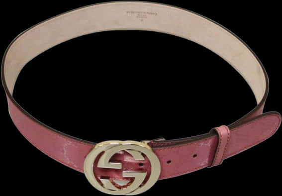 Gucci Pink Leather Beltwith G G Buckle PNG