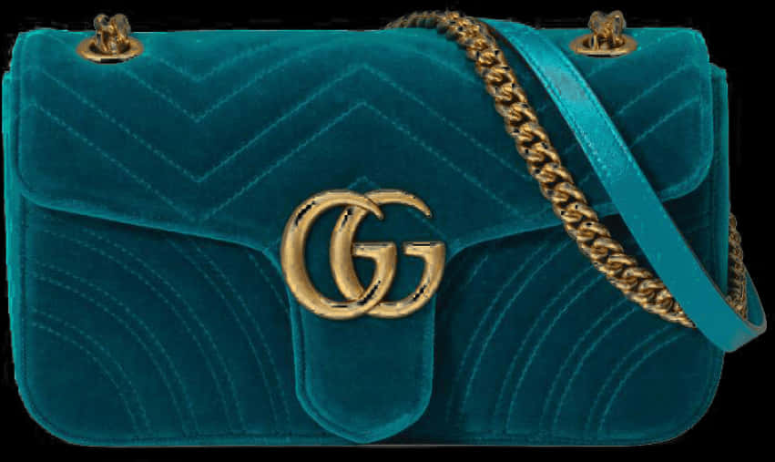 Gucci Velvet Marmont Bag Teal PNG