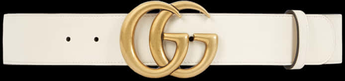 Gucci White Leather Beltwith Gold Buckle PNG