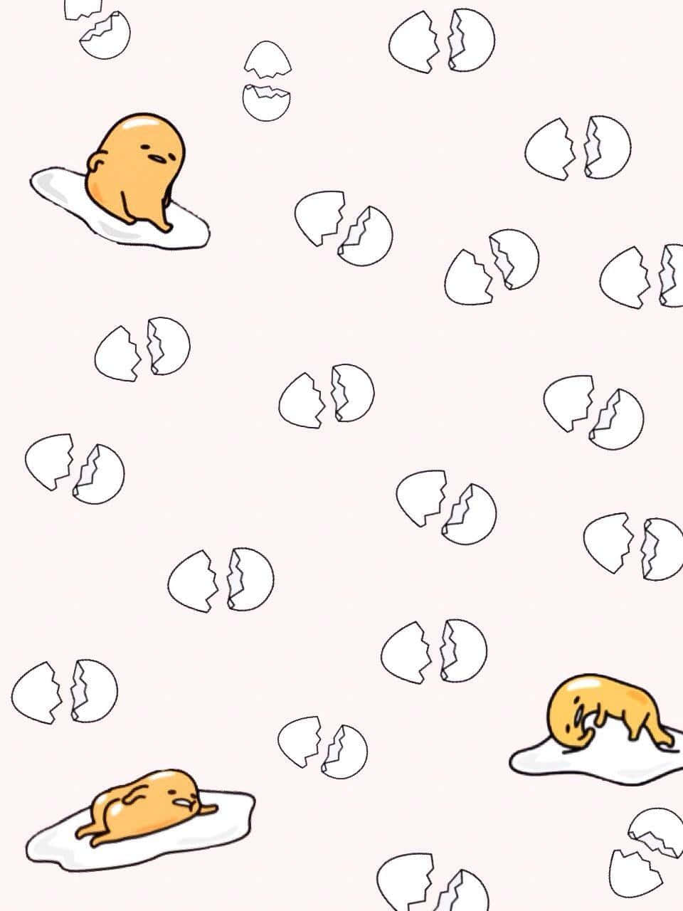 A Pattern With A Cat And An Egg Wallpaper