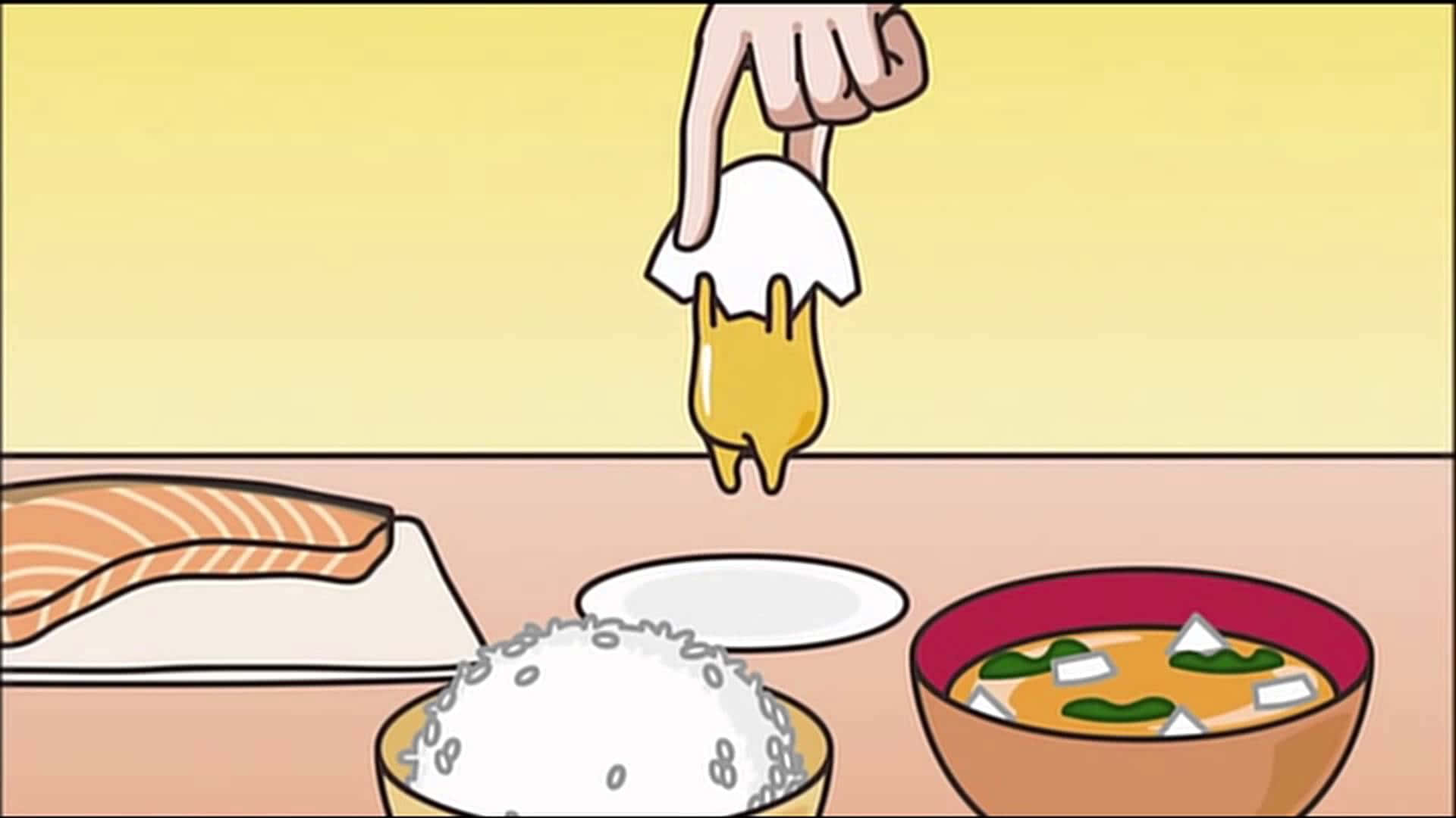 Gudetama, the lazy egg, being productive on the computer Wallpaper