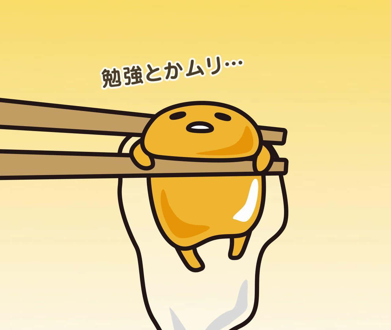 "Gudetama is ready to work hard on the computer!" Wallpaper