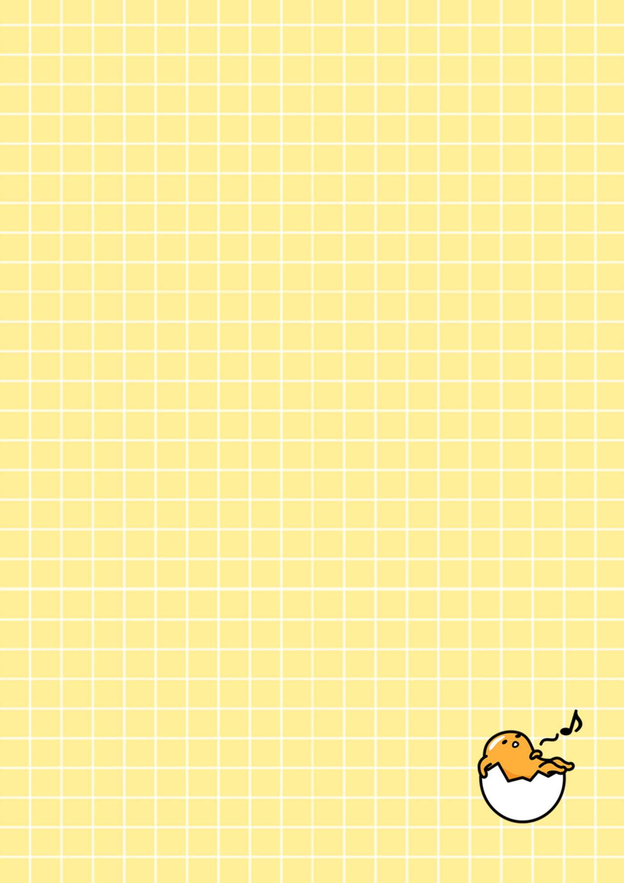 Gudetama Yellow Grid Lines Background